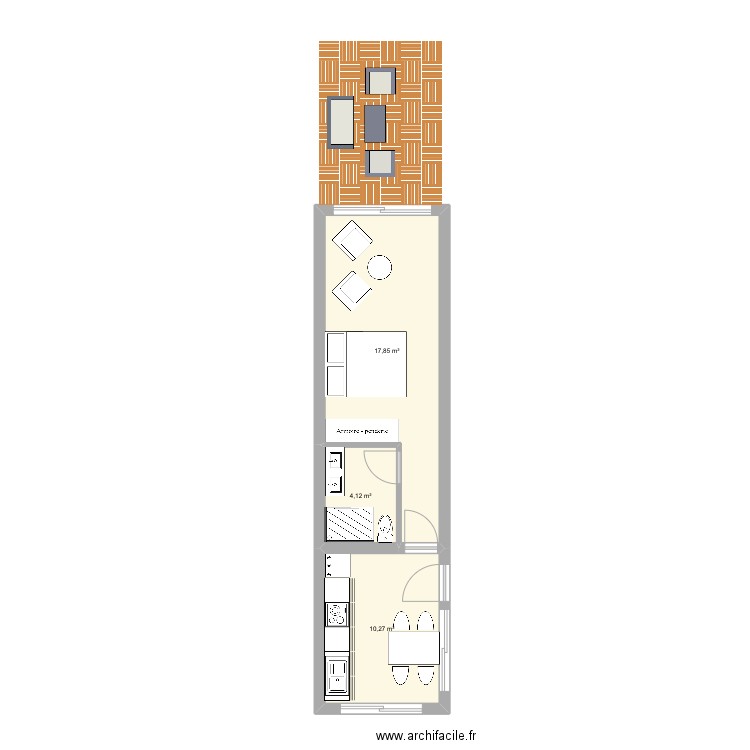 Garage. Plan de 3 pièces et 32 m2