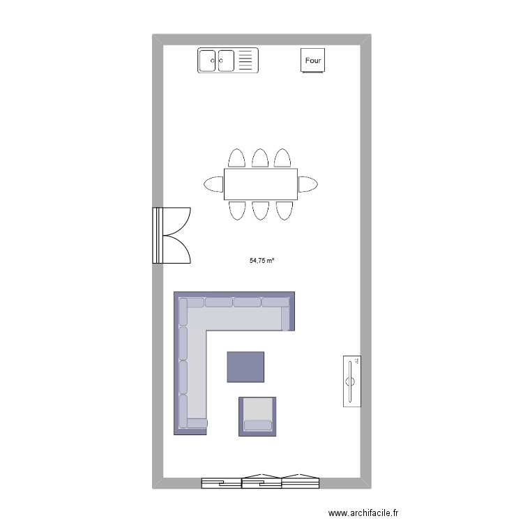 projet. Plan de 1 pièce et 55 m2