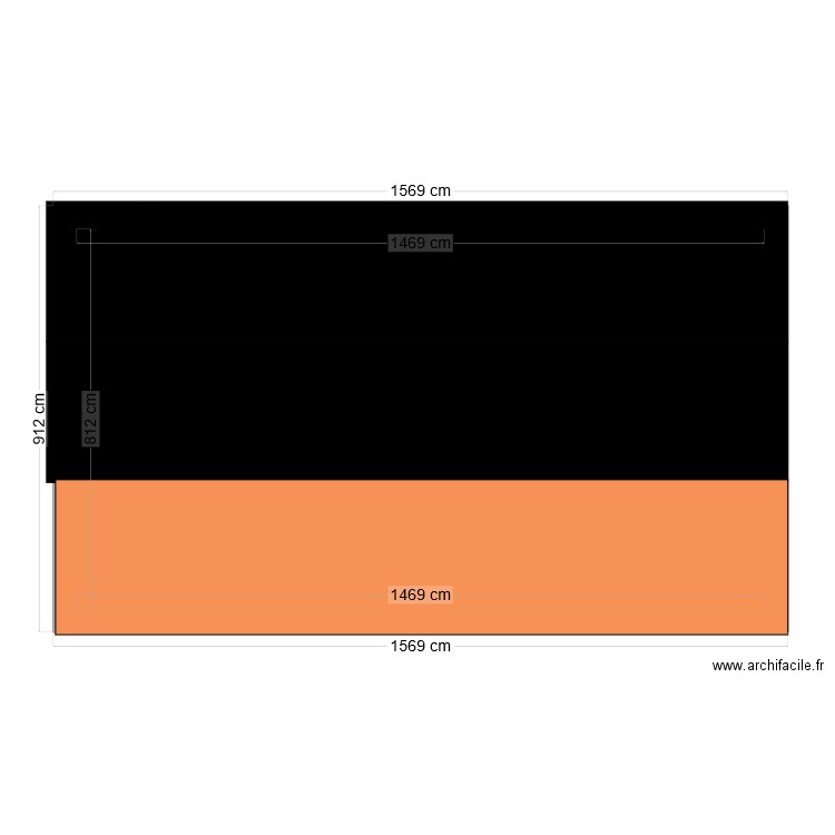 plan façade. Plan de 1 pièce et 119 m2