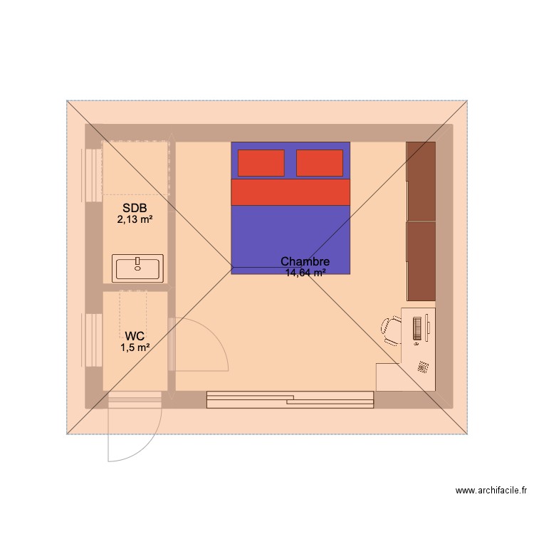 maison Mateo. Plan de 3 pièces et 18 m2