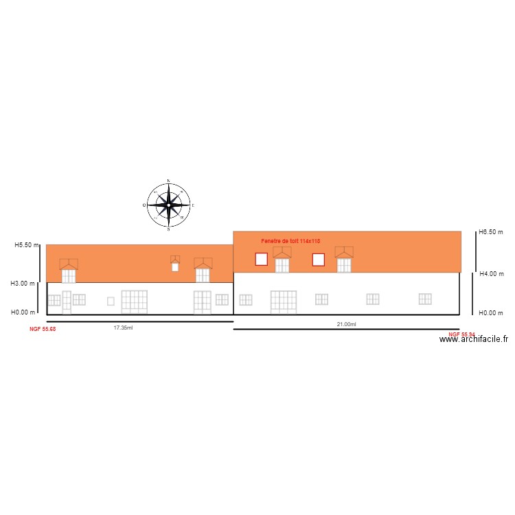 Facade SUD                                    Cyril    . Plan de 2 pièces et 137 m2