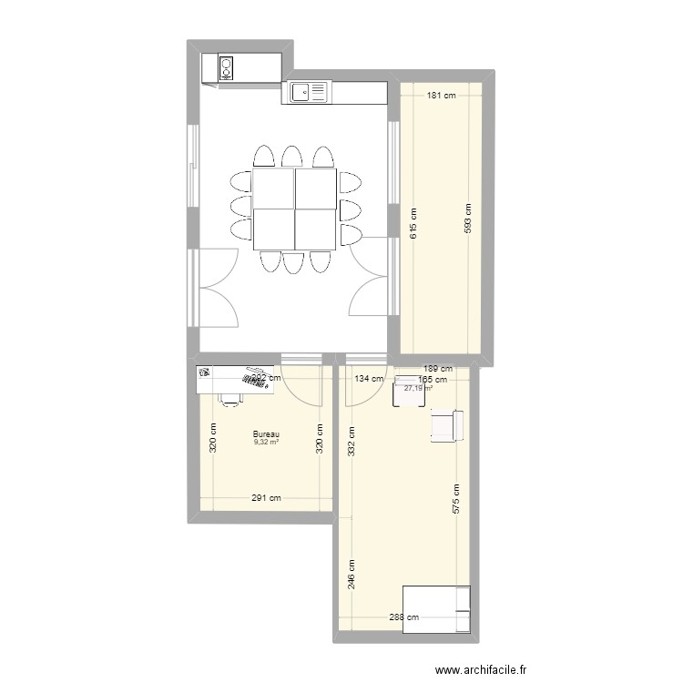 PASA . Plan de 2 pièces et 37 m2