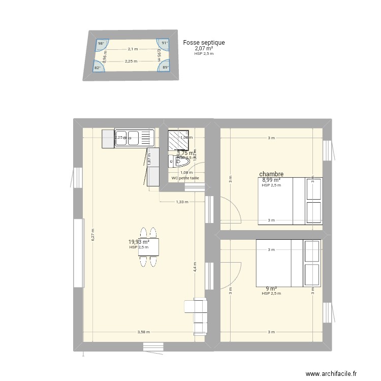 plans module . Plan de 5 pièces et 42 m2