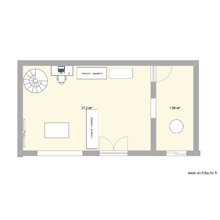 bc2. Plan de 2 pièces et 35 m2