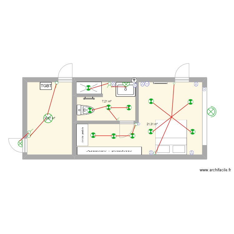 pugnac2. Plan de 3 pièces et 39 m2