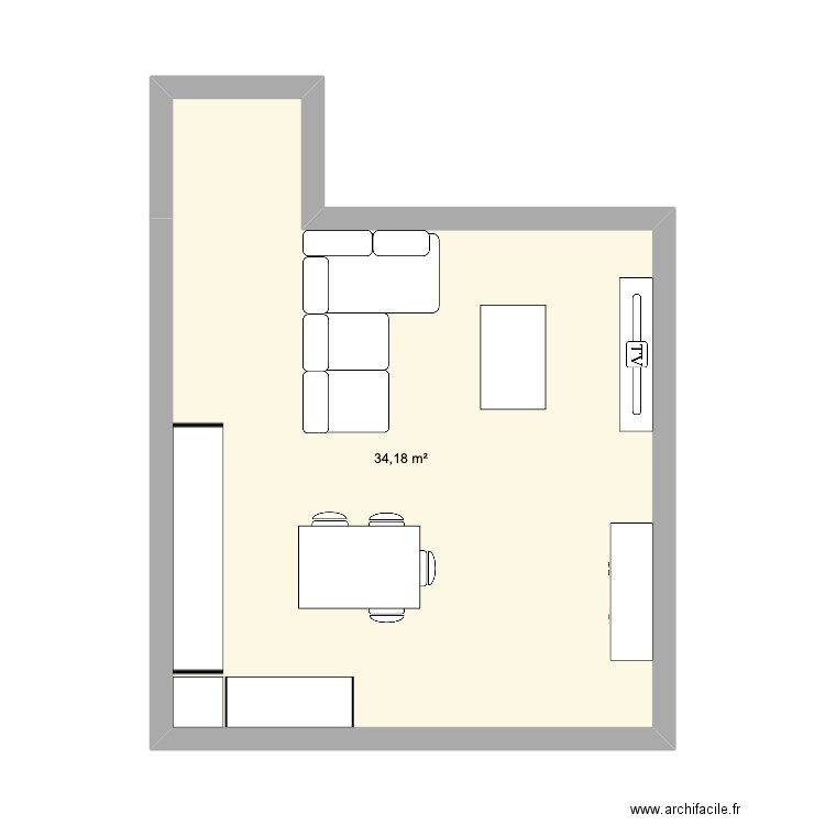 SALON. Plan de 1 pièce et 34 m2