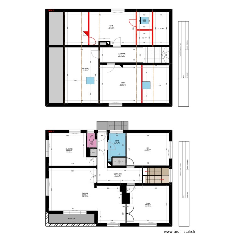 BORNE. Plan de 26 pièces et 229 m2