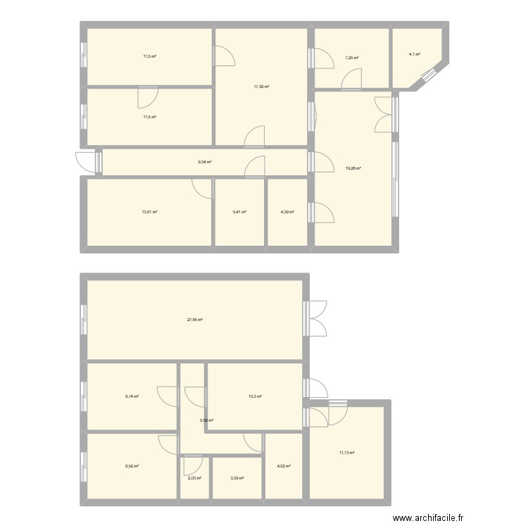 maison_pave. Plan de 19 pièces et 187 m2