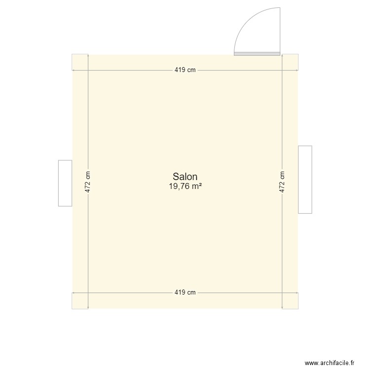 salon. Plan de 1 pièce et 20 m2