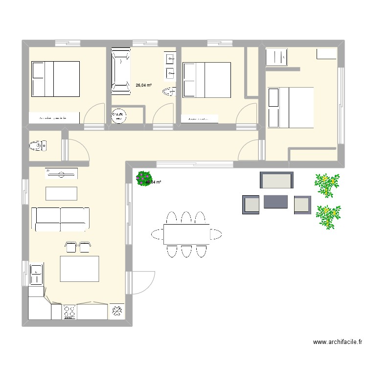 FINAL. Plan de 2 pièces et 73 m2