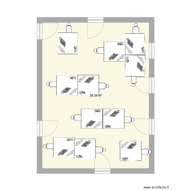 openspace. Plan de 1 pièce et 39 m2