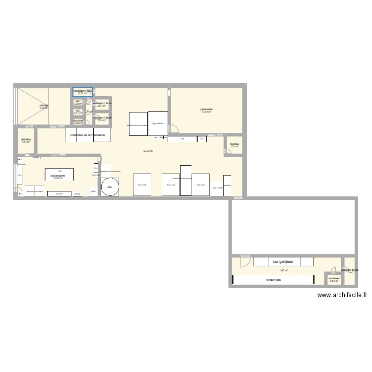 talemelerie. Plan de 16 pièces et 110 m2