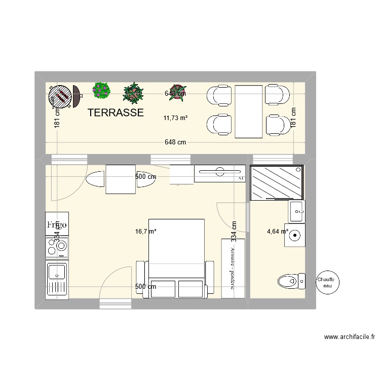 jean jaures 2. Plan de 3 pièces et 33 m2