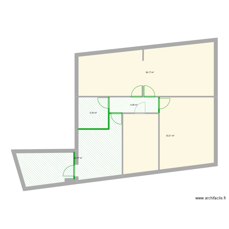 Buissiere. Plan de 5 pièces et 102 m2