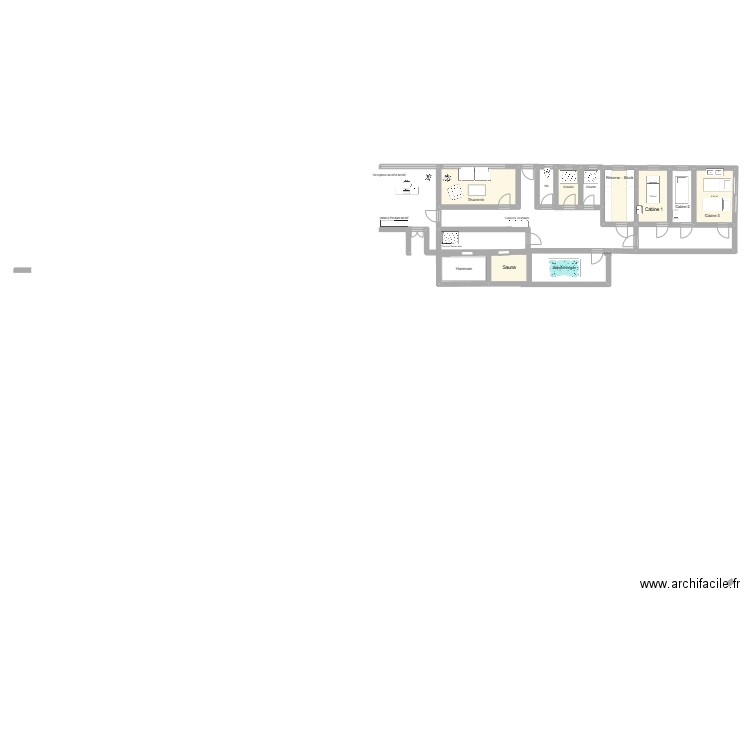 Spa. Plan de 7 pièces et 48 m2