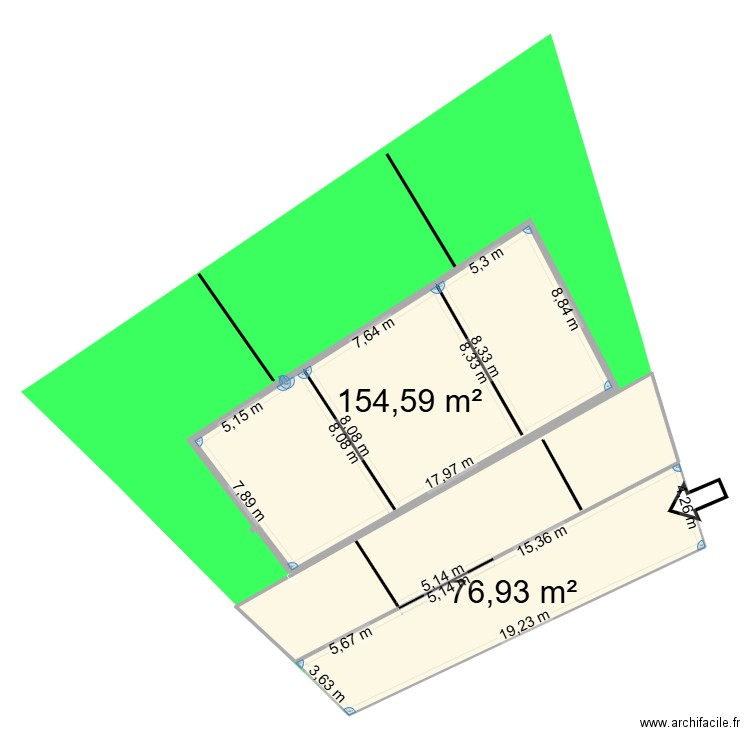 MI 3 du 11 mars BIS BIS. Plan de 3 pièces et 320 m2