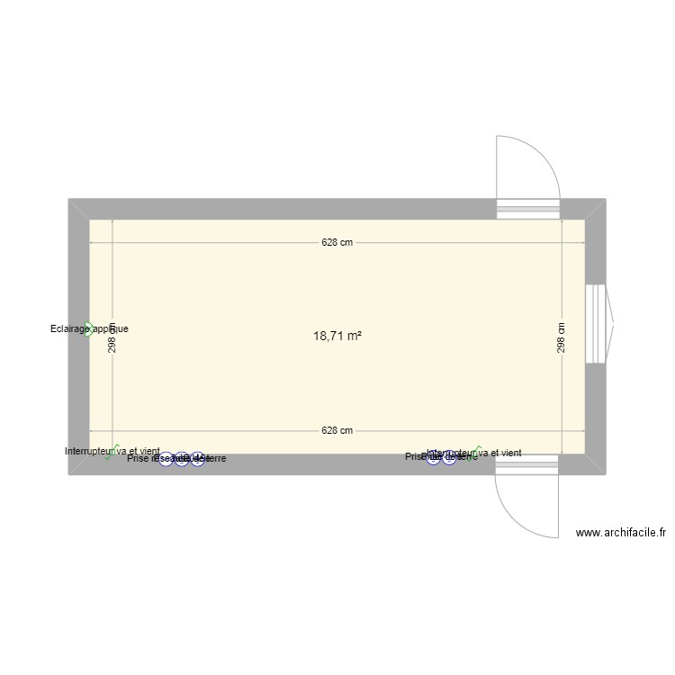 Chambre Auguste . Plan de 1 pièce et 19 m2