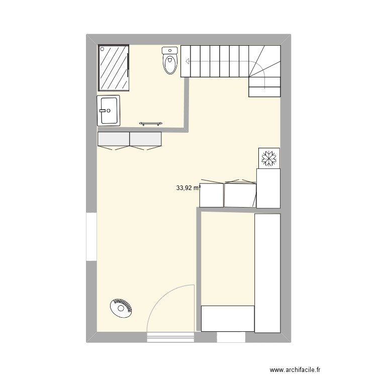 Plan 2. Plan de 1 pièce et 34 m2