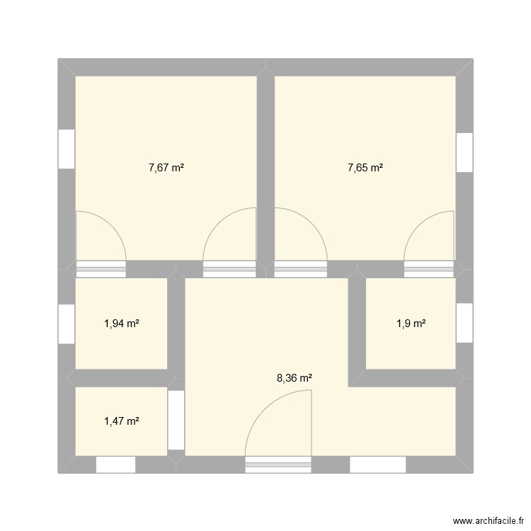 Bassa 1. Plan de 6 pièces et 29 m2