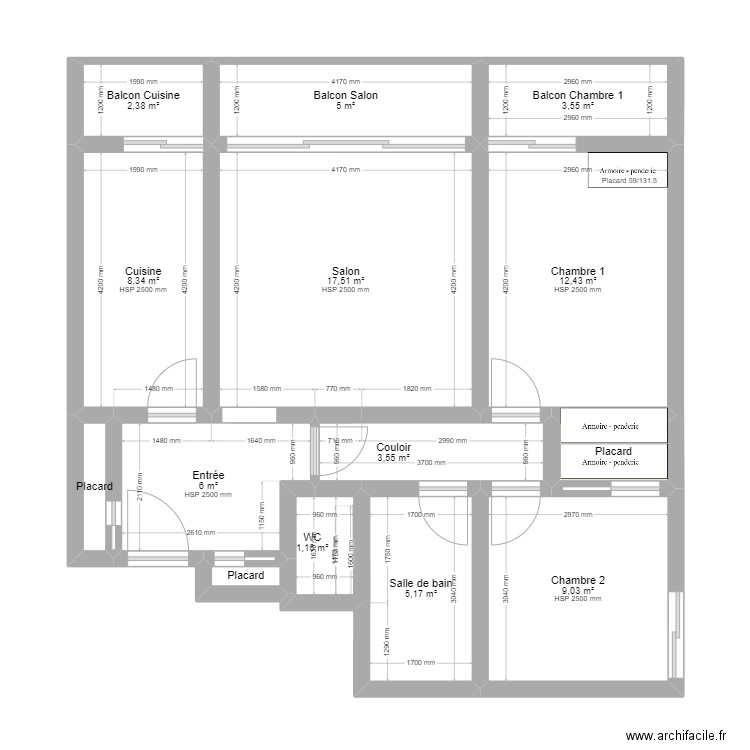 Appart Eaubonne. Plan de 14 pièces et 77 m2