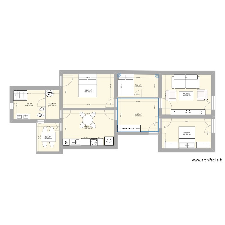 VIA FILIPPO CORAZZA. Plan de 9 pièces et 84 m2