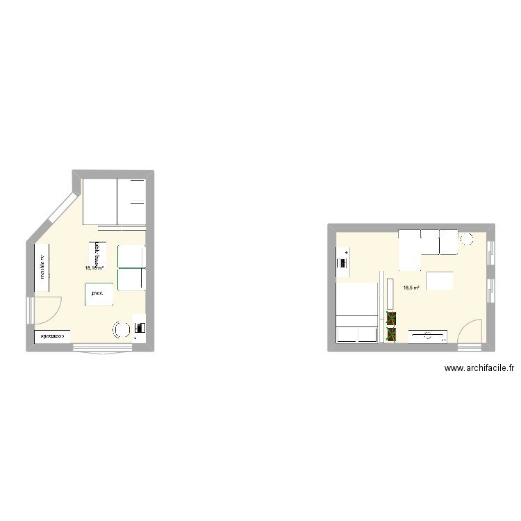 Vanves . Plan de 2 pièces et 37 m2