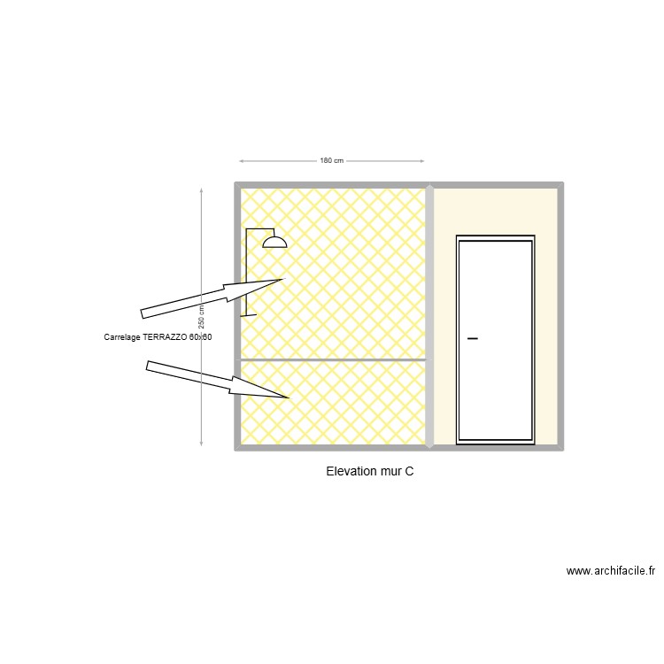 Elevation mur C. Plan de 3 pièces et 8 m2