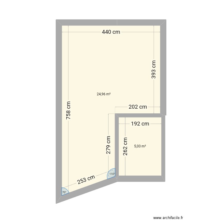 Appart79. Plan de 2 pièces et 30 m2