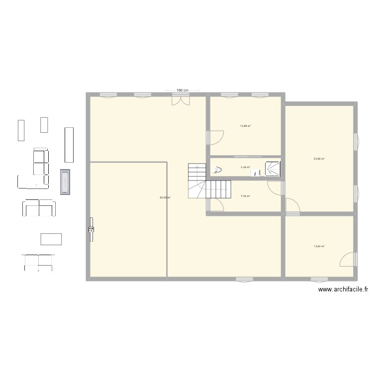 1ER jf2. Plan de 6 pièces et 147 m2