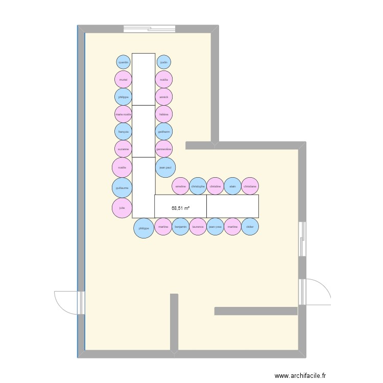 crémaillère. Plan de 1 pièce et 69 m2