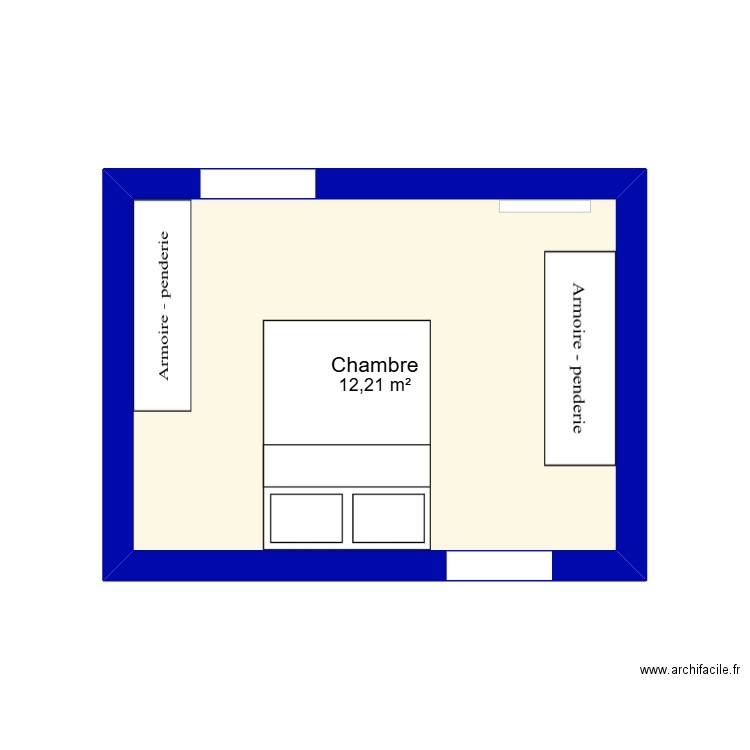 Chambre 2. Plan de 1 pièce et 12 m2