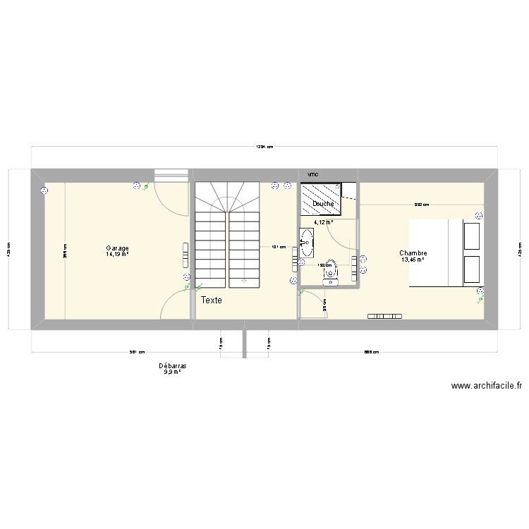 extens.elec. Plan de 4 pièces et 42 m2