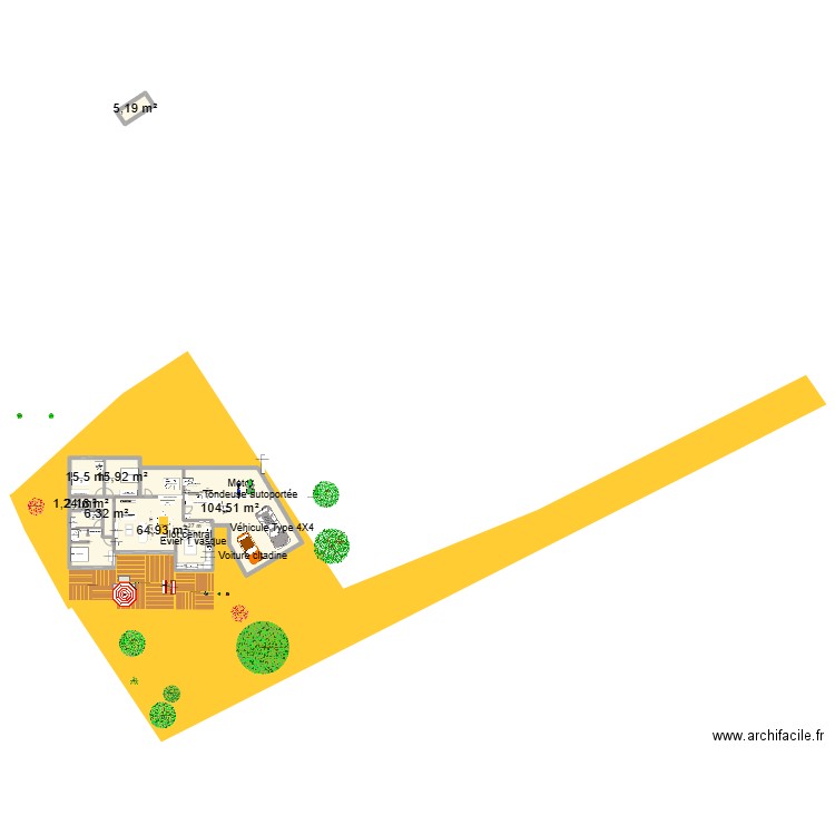 Séparation 5. Plan de 9 pièces et 241 m2