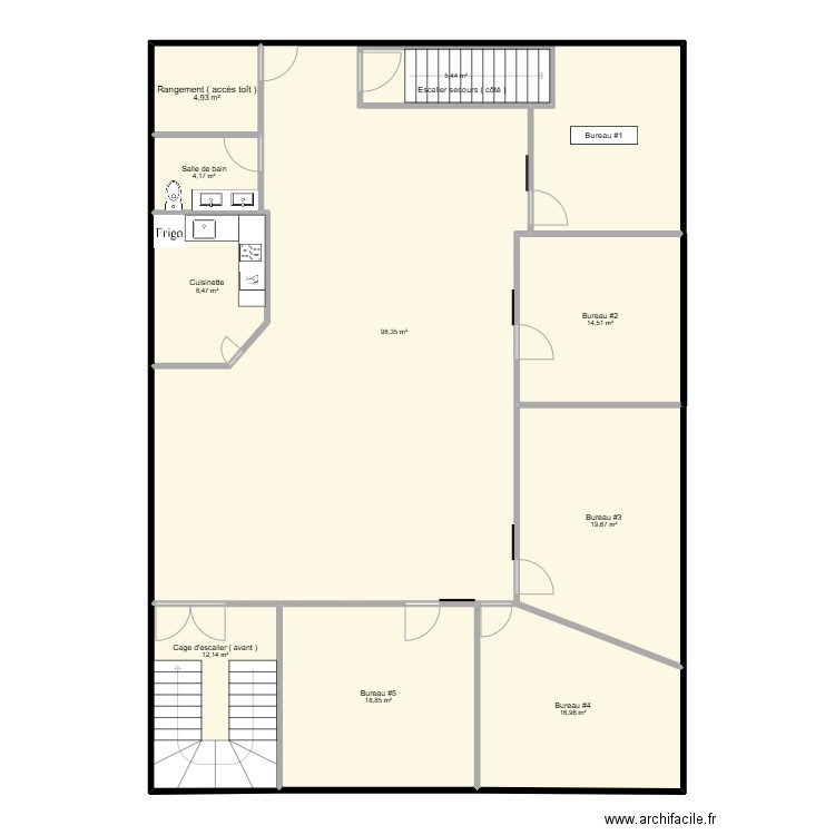 2e étage. Plan de 10 pièces et 204 m2