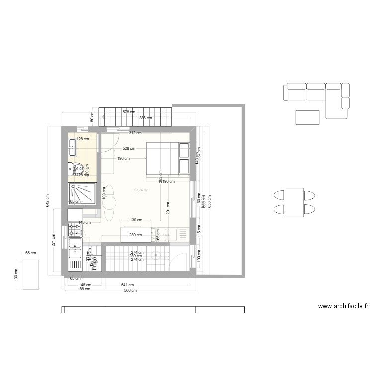 chew wam option 2 estudios option 2. Plan de 3 pièces et 28 m2