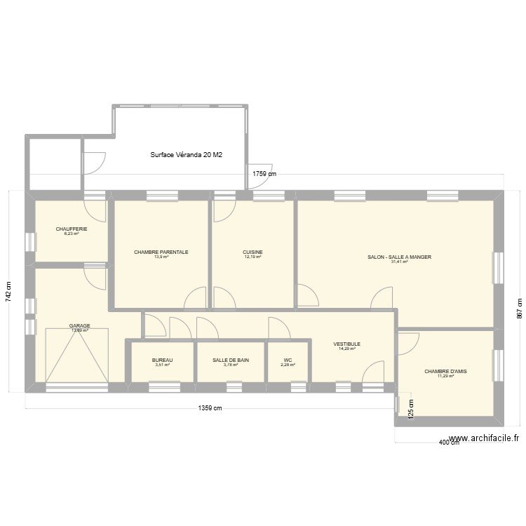 RENIPONT - COTAATIONS - VERANDA. Plan de 10 pièces et 113 m2