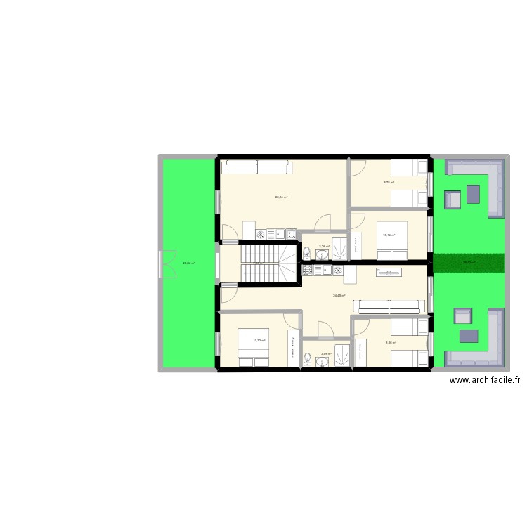 villa. Plan de 11 pièces et 174 m2