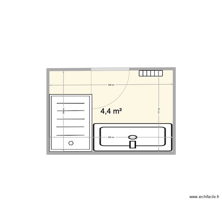 salle de bain 2  Zelda . Plan de 1 pièce et 4 m2