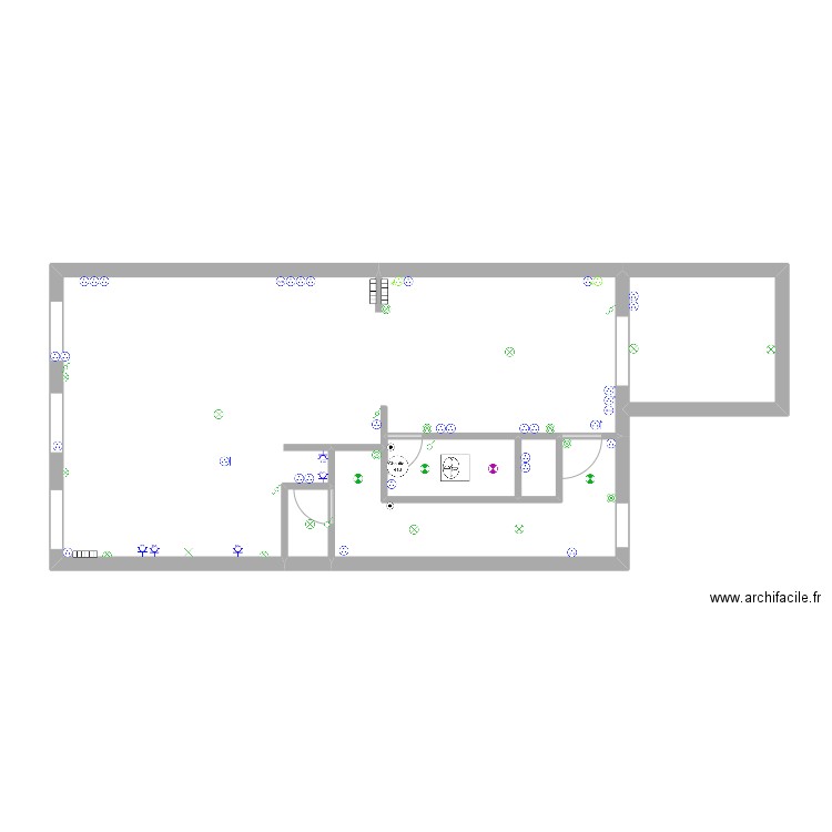 Appart parlement. Plan de 6 pièces et 68 m2