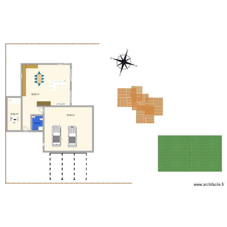 MI -6-  158m² - maison tournée. Plan de 4 pièces et 181 m2