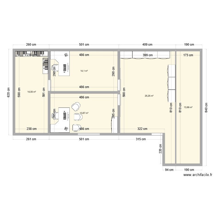 Etage AutoSport.. Plan de 5 pièces et 81 m2