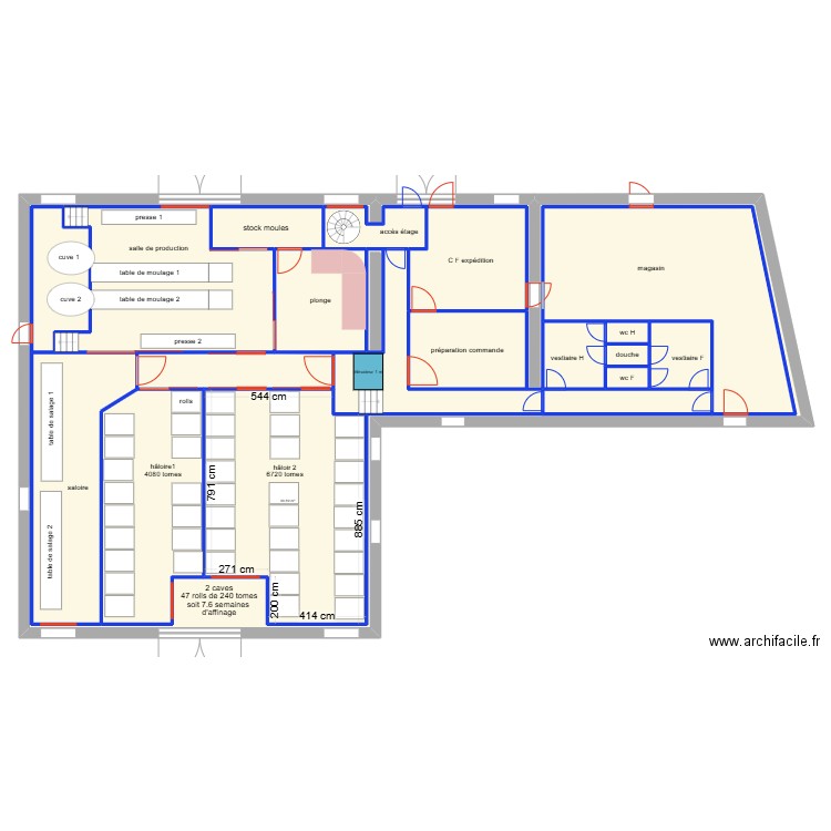 Javernac 2. Plan de 21 pièces et 792 m2