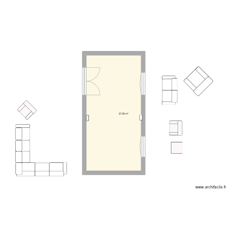 SALON. Plan de 1 pièce et 27 m2