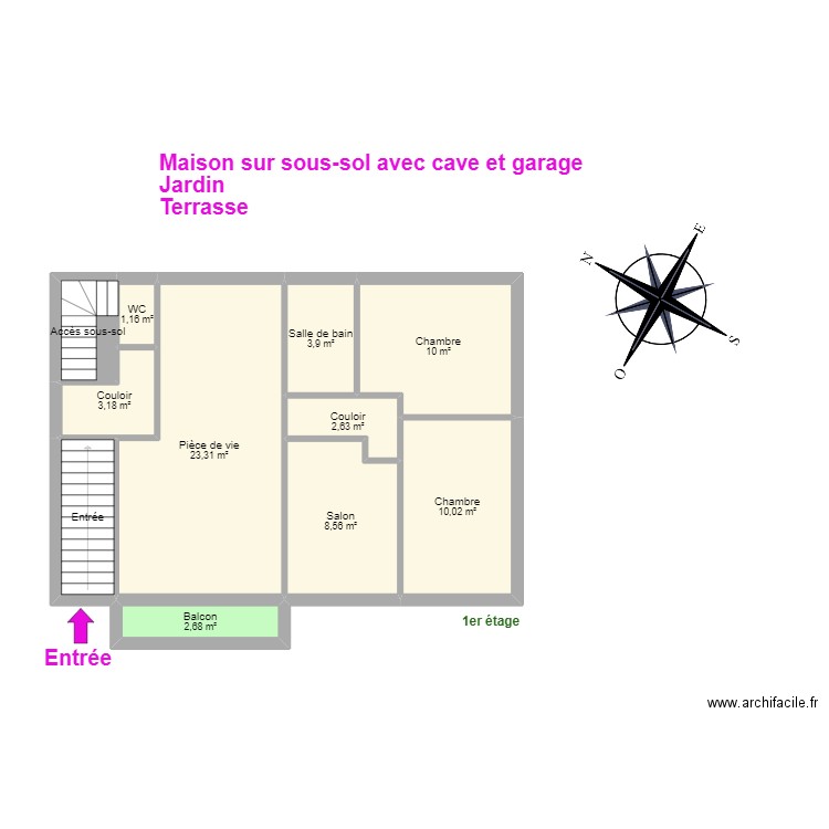 LEGRAND JARVILLE. Plan de 11 pièces et 72 m2