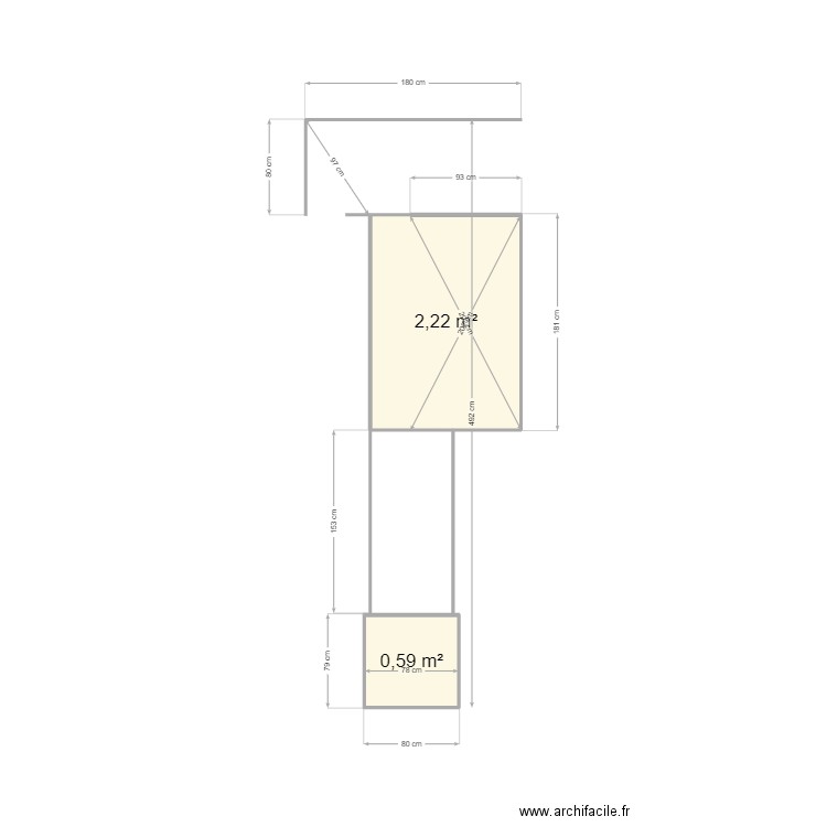 plan bis. Plan de 2 pièces et 3 m2