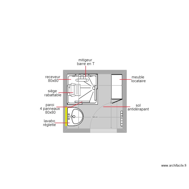 saint julien. Plan de 1 pièce et 2 m2