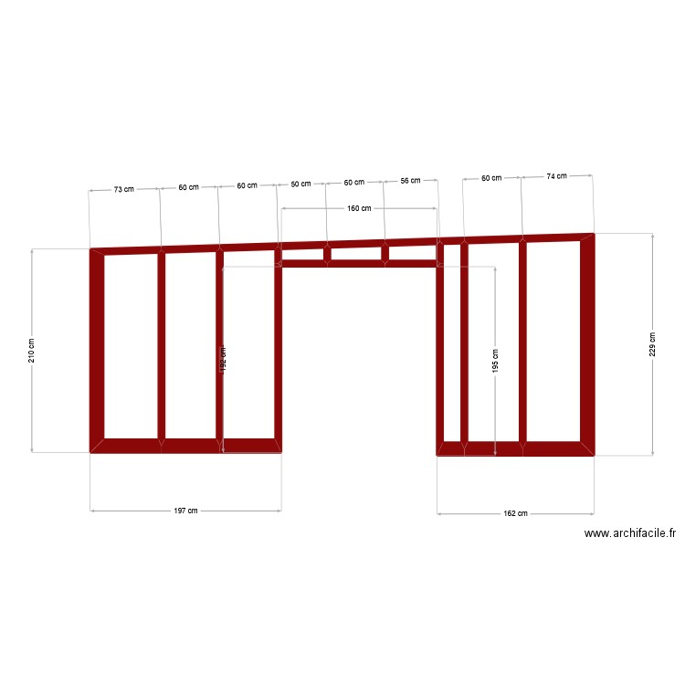 plan coupe facade ouest. Plan de 9 pièces et 6 m2