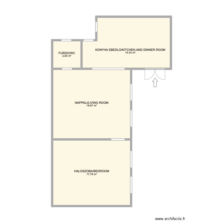 FERENC KRT 10. Plan de 4 pièces et 54 m2