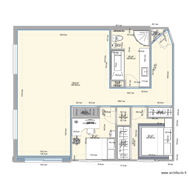 CHAMBRE MAÎTRES + WALKIN. Plan de 10 pièces et 78 m2