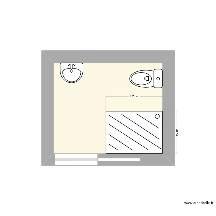 Salle de Bain GUE. Plan de 1 pièce et 4 m2